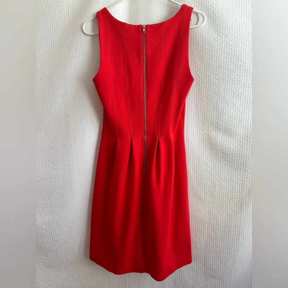 J.Crew Red Ponte Knit Fit Flare Sleeveless Dress Career Cocktail Wedding Size 4